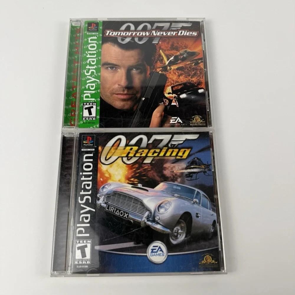 007 Tomorrow Never Dies & 007 Racing Sony Playstation PS1 Complete Bundle Lot